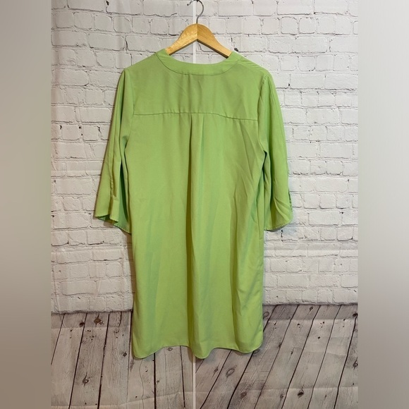 Worthington Womens Size Medium Monticello Green V Neck Tunic Shift Dress - Picture 4 of 7